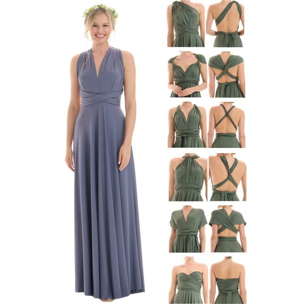 Maxi - Infinity Wickelkleid  Grau-Blau 34-38