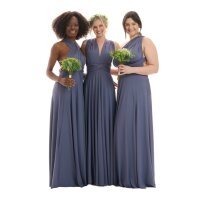 Maxi Infinity-Wickelkleid – Brautjungfernkleid (1000) Grau-Blau 46-50