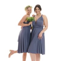 Midi Infinity-Wickelkleid – Brautjungfernkleid (1100) Grau-Blau 46-50