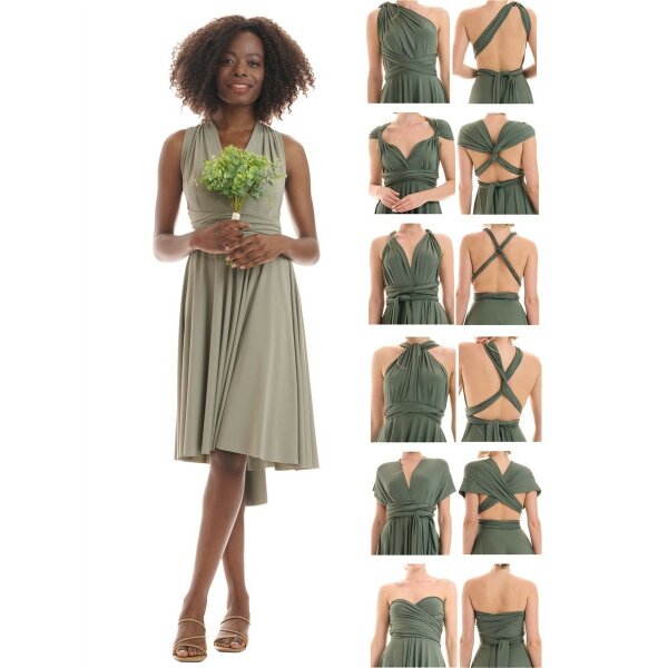 Midi - Infinity Wickelkleid  Salbei-Grün 40-44